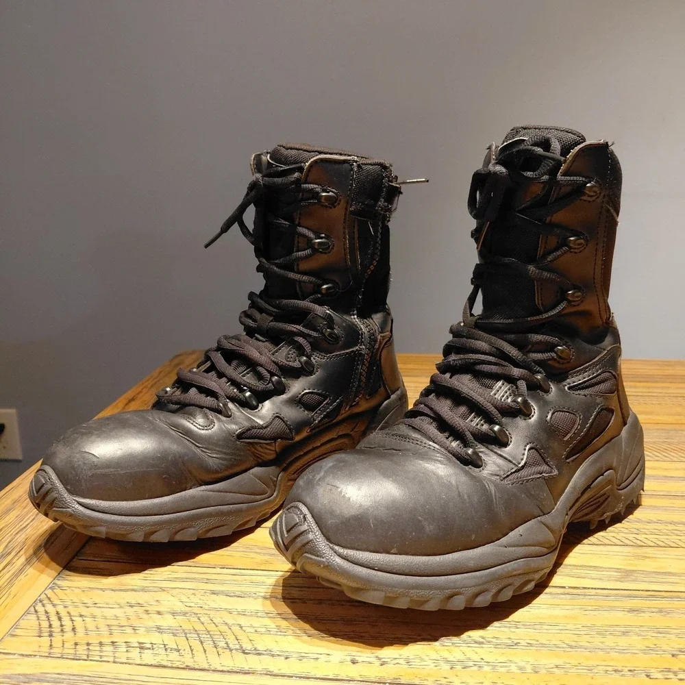 Reebok Rapid Response Boots Size 11 Black Side Zip Composite Toe Tactical RB8874